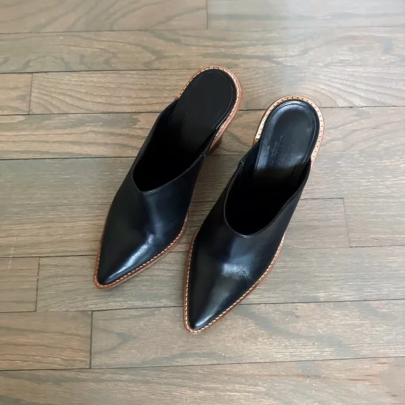 TIBI x Revolve Elegant Black Leather Mules