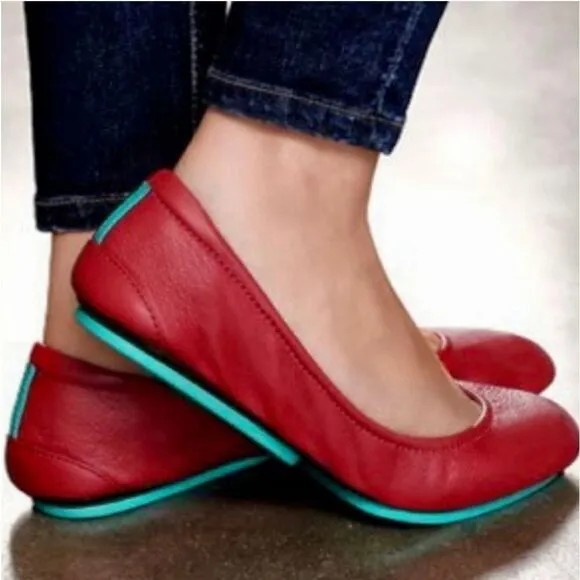 Tieks Cardinal Red Leather Ballet Ballerina Flats Shoes