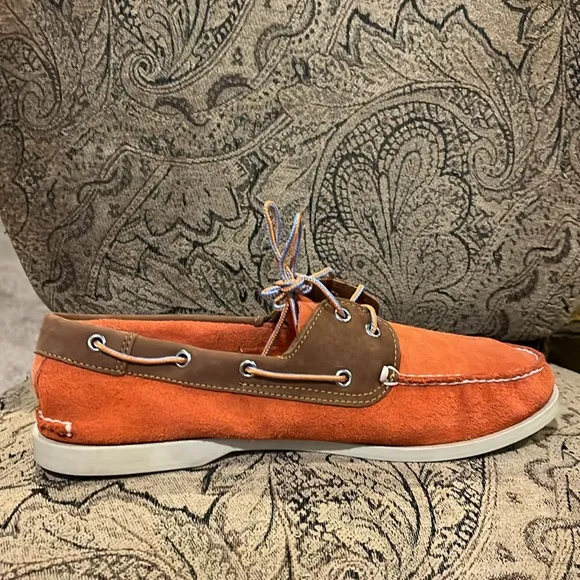 Timberland Boat Deck Shoes orange suede Mens Size 10.5