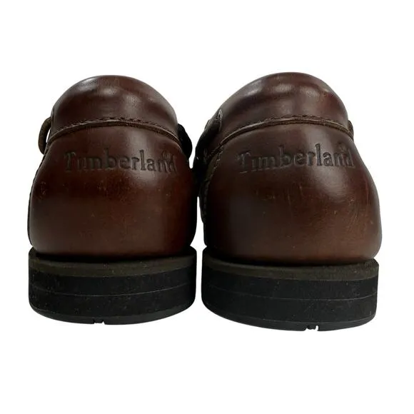 Timberland Classic 2-Eye Boat Shoes Brown Moc Toe Leather Loafers Mens Size 10.5
