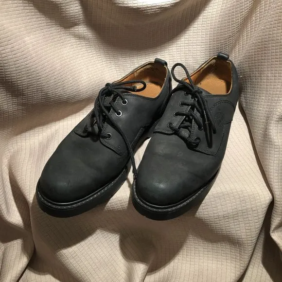 Timberland men lace up black nubuck leather shoes, 10.5