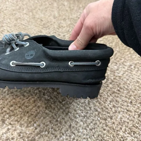 Timberland Noreen Black Heritage 3 Eye Handsewn Boat Shoes Womens 7M