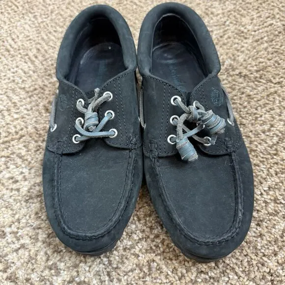 Timberland Noreen Black Heritage 3 Eye Handsewn Boat Shoes Womens 7M