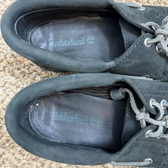 Timberland Noreen Black Heritage 3 Eye Handsewn Boat Shoes Womens 7M