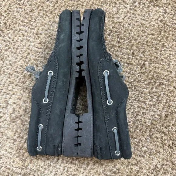 Timberland Noreen Black Heritage 3 Eye Handsewn Boat Shoes Womens 7M