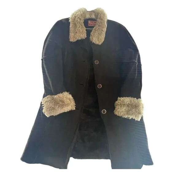 TKW Vintage Penny Lane‎ coat, Medium to Large, faux shearling collar and cuffs