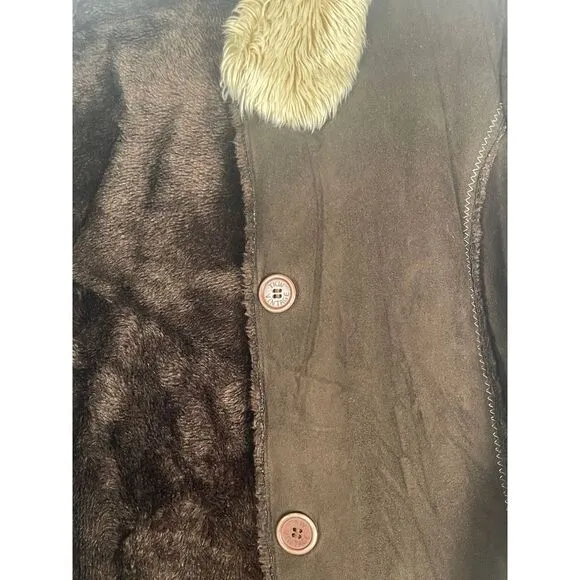 TKW Vintage Penny Lane‎ coat, Medium to Large, faux shearling collar and cuffs