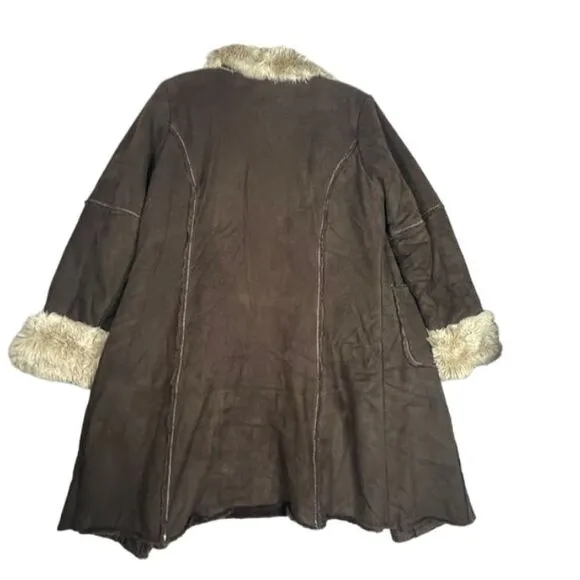 TKW Vintage Penny Lane‎ coat, Medium to Large, faux shearling collar and cuffs