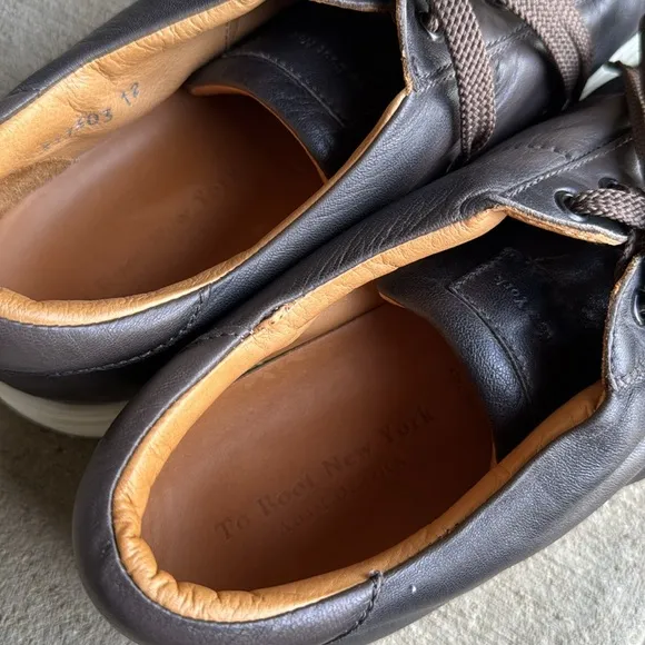 To Boot New York mens 12 brown leather casual sneaker lace up shoes EUC