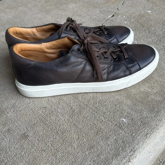 To Boot New York mens 12 brown leather casual sneaker lace up shoes EUC