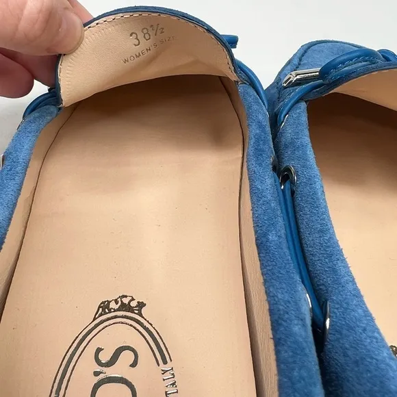 TODS Blue Suede women’s Loafers size 8.5 (38 1/2)