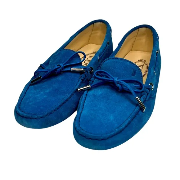 TODS Blue Suede women’s Loafers size 8.5 (38 1/2)