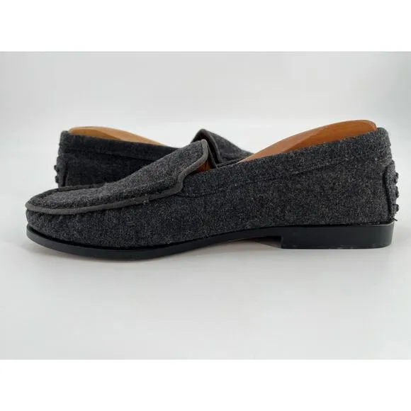 Tod's Felt Loafers Driving Shoes Women's Sz 7 Gray Slip On Loafers Classic