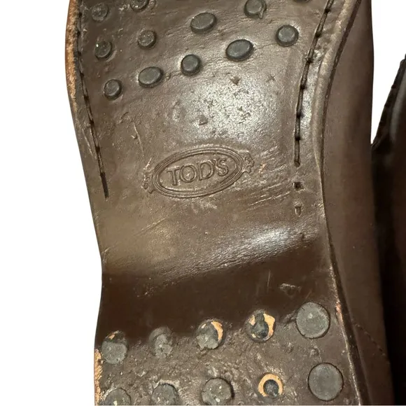Tods Gommino Driving Shoes Brown Leather Sz 8 Loafers Slip On Luxury Italy