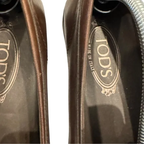 Tods Gommino Driving Shoes Brown Leather Sz 8 Loafers Slip On Luxury Italy