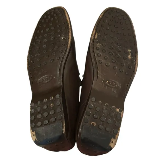 Tods Gommino Driving Shoes Brown Leather Sz 8 Loafers Slip On Luxury Italy