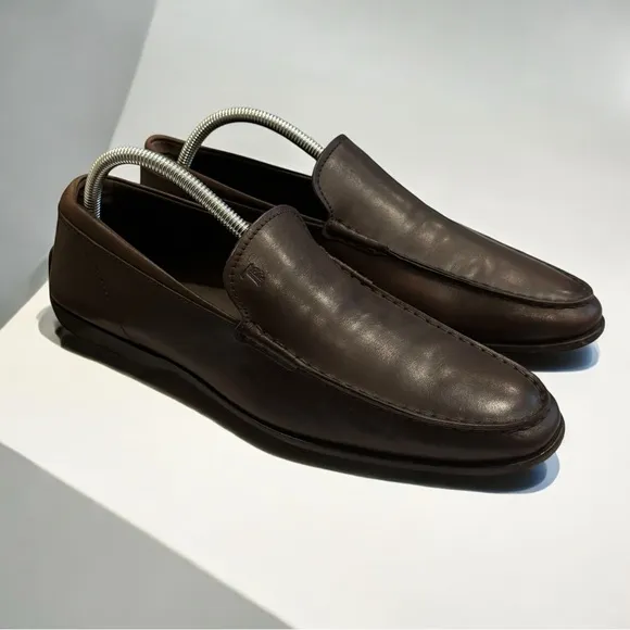 Tods Gommino Driving Shoes Brown Leather Sz 8 Loafers Slip On Luxury Italy