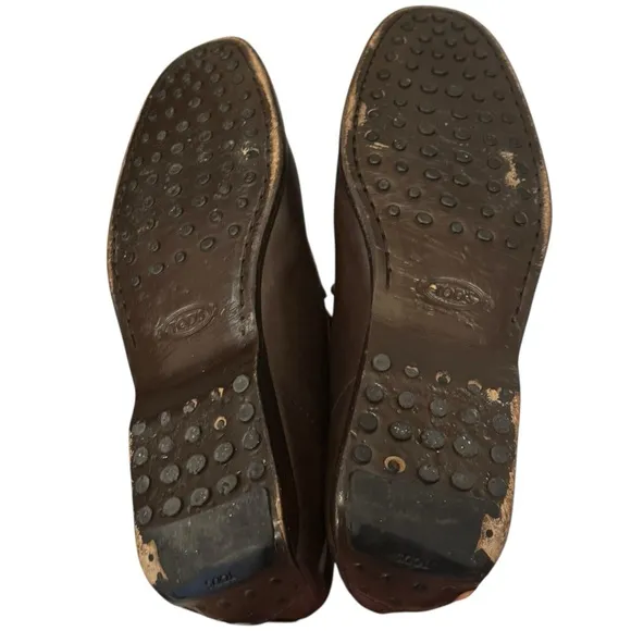 Tods Gommino Driving Shoes Brown Leather Sz 8 Loafers Slip On Luxury Italy