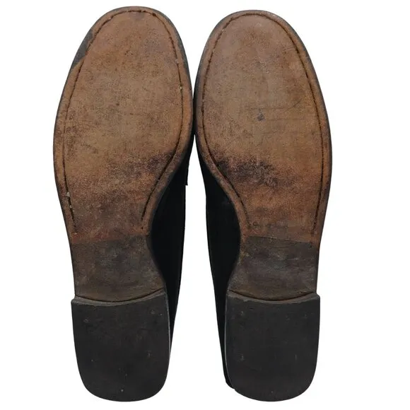 Tods Italy Womens Size 8 Black Suede Leather Dress Shoes Flats Loafers Slip-ons