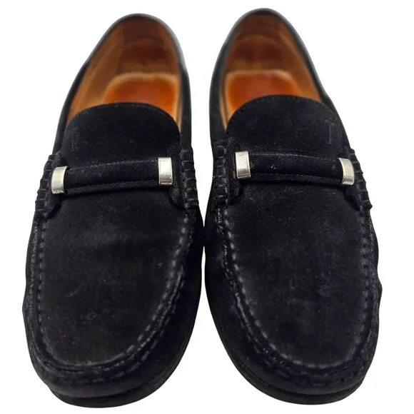 Tods Italy Womens Size 8 Black Suede Leather Dress Shoes Flats Loafers Slip-ons