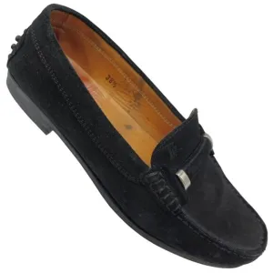 Tods Italy Womens Size 8 Black Suede Leather Dress Shoes Flats Loafers Slip-ons