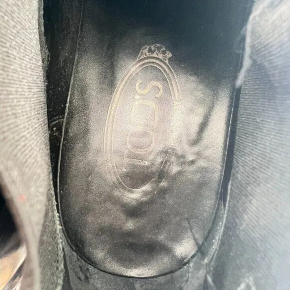 Tods Men Size UK 8 US 9 Black Leather Side Elastic Buckle Ankle Slip On boot