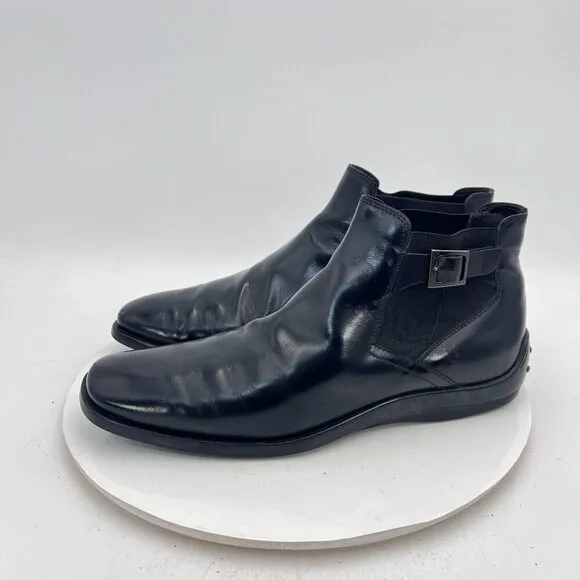 Tods Men Size UK 8 US 9 Black Leather Side Elastic Buckle Ankle Slip On boot