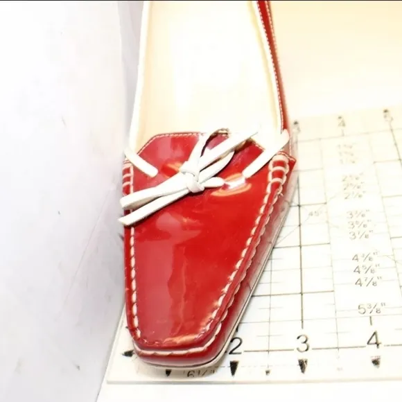 Tod's Womens Leather Square Toe Italy High Heeled Boat Shoes red 6