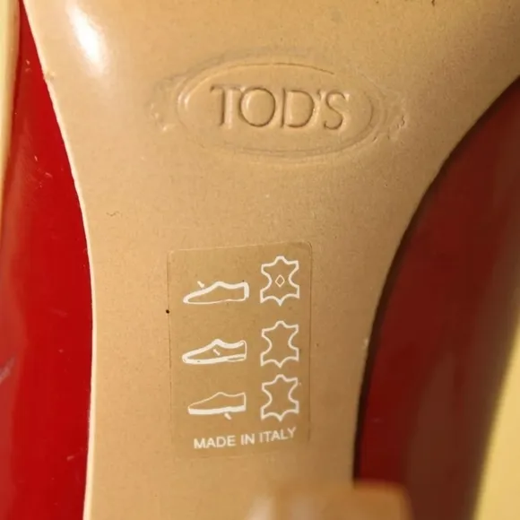 Tod's Womens Leather Square Toe Italy High Heeled Boat Shoes red 6