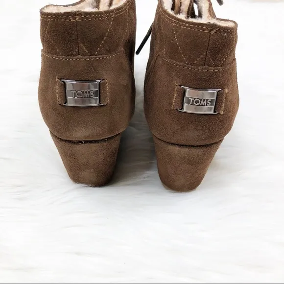 Tom Desert Wedge Bootie Suede Fur Lining Shoes New