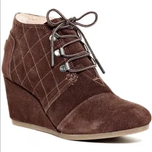Tom Desert Wedge Bootie Suede Fur Lining Shoes New