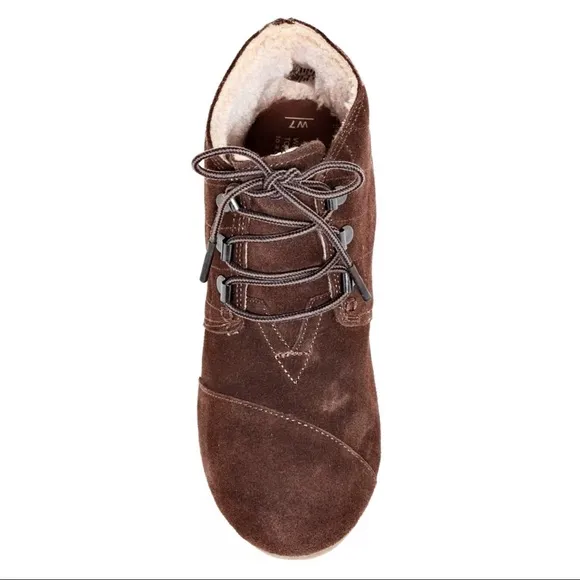 Tom Desert Wedge Bootie Suede Fur Lining Shoes New