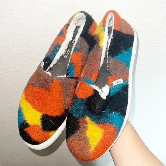 Toms Alpargata Mallow Faux Fur Colorful Fiesta Casual Slip On Shoes