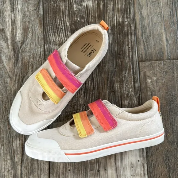 TOMS Girls' Horizon Canvas Youth Doheny Sneakers, Natural, Size Y 5