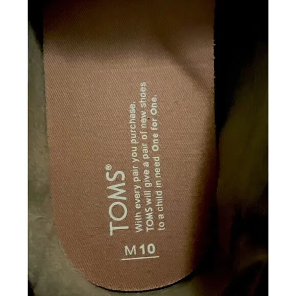 TOMS Shoes Men Size 10 Washed Canvas Trim Classic Olive Slip-On NWOT