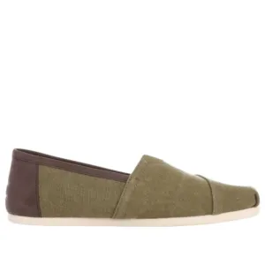 TOMS Shoes Men Size 10 Washed Canvas Trim Classic Olive Slip-On NWOT