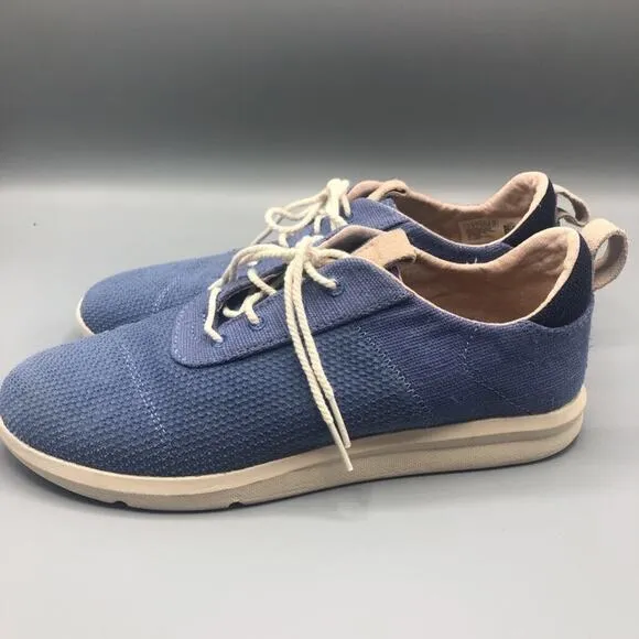 Toms Shoes Womens 8 Cabrillo Sneakers Solid Blue Low Top Canvas Lace Up