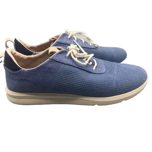 Toms Shoes Womens 8 Cabrillo Sneakers Solid Blue Low Top Canvas Lace Up