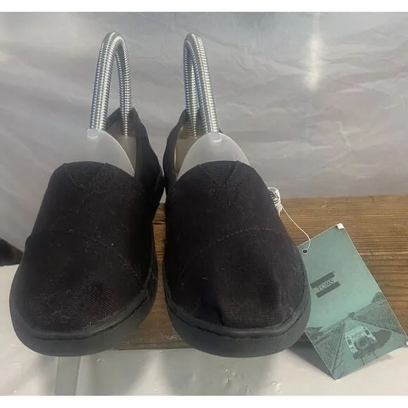 Toms  Youth Classic Alpargata Cupsole Black Heritage Canvas Shoes-Size 2.5-NWT‎