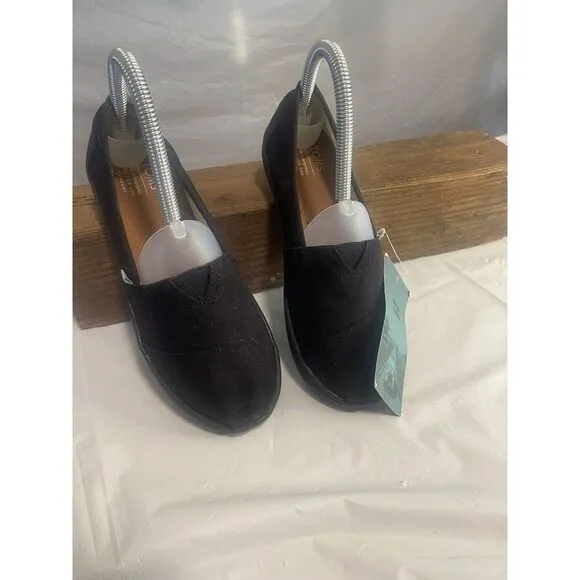 Toms  Youth Classic Alpargata Cupsole Black Heritage Canvas Shoes-Size 2.5-NWT‎
