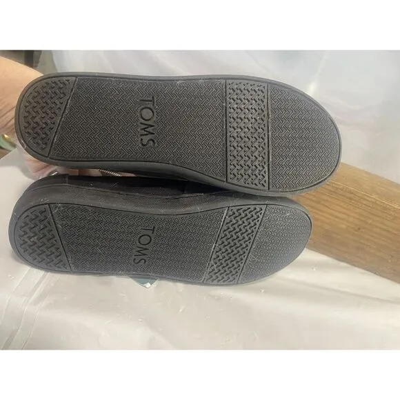 Toms  Youth Classic Alpargata Cupsole Black Heritage Canvas Shoes-Size 2.5-NWT‎
