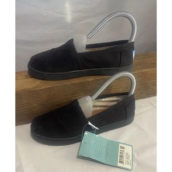 Toms  Youth Classic Alpargata Cupsole Black Heritage Canvas Shoes-Size 2.5-NWT‎