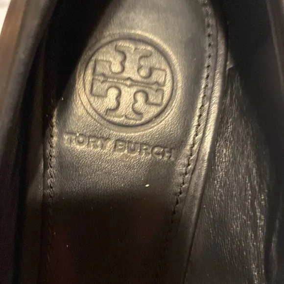 TORY BURCH BLACK GOLD WEDGES SHOES SIZE 6M HAVE SOME WEAR ON