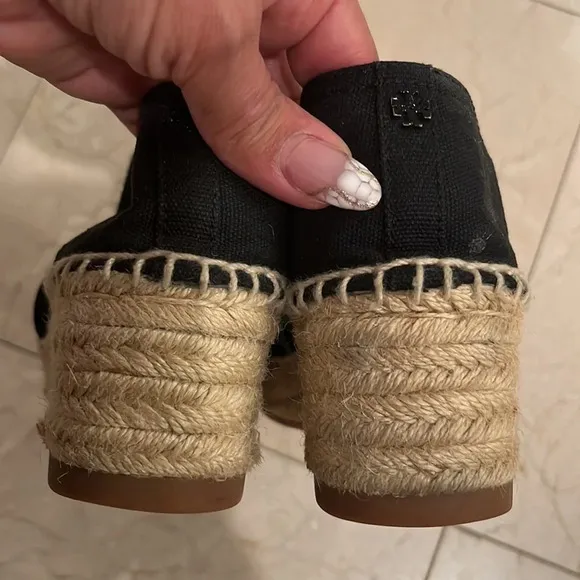 TORY BURCH CATALINA 3 50MM BLACK ESPADRILLE CANVAS SHOES SIZE 8