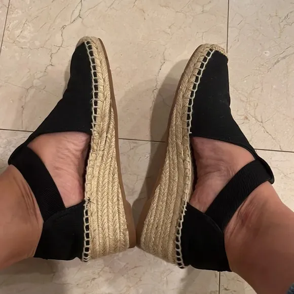 TORY BURCH CATALINA 3 50MM BLACK ESPADRILLE CANVAS SHOES SIZE 8
