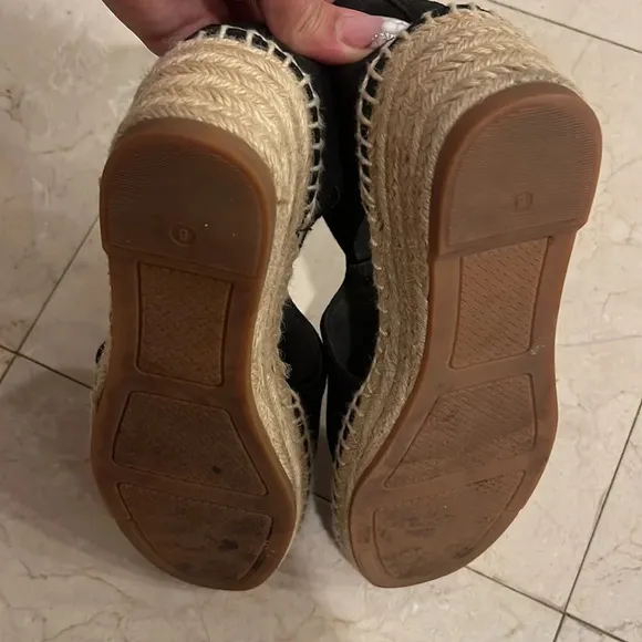 TORY BURCH CATALINA 3 50MM BLACK ESPADRILLE CANVAS SHOES SIZE 8