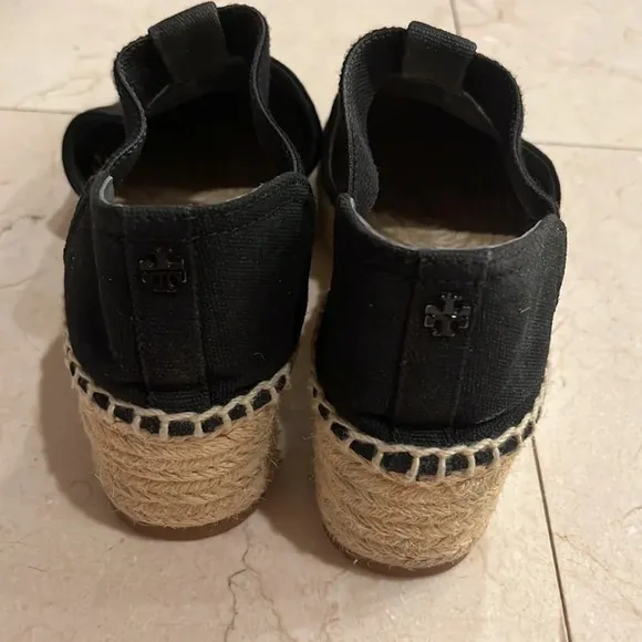 TORY BURCH CATALINA 3 50MM BLACK ESPADRILLE CANVAS SHOES SIZE 8