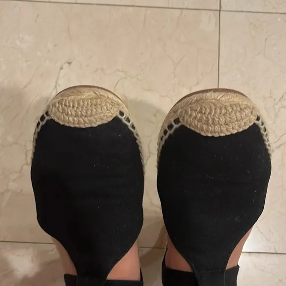 TORY BURCH CATALINA 3 50MM BLACK ESPADRILLE CANVAS SHOES SIZE 8