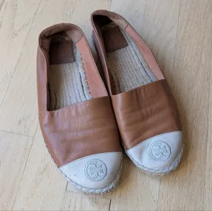 Tory Burch Color Block Nappa Leather Espadrille Flat Shoes Size 6.5