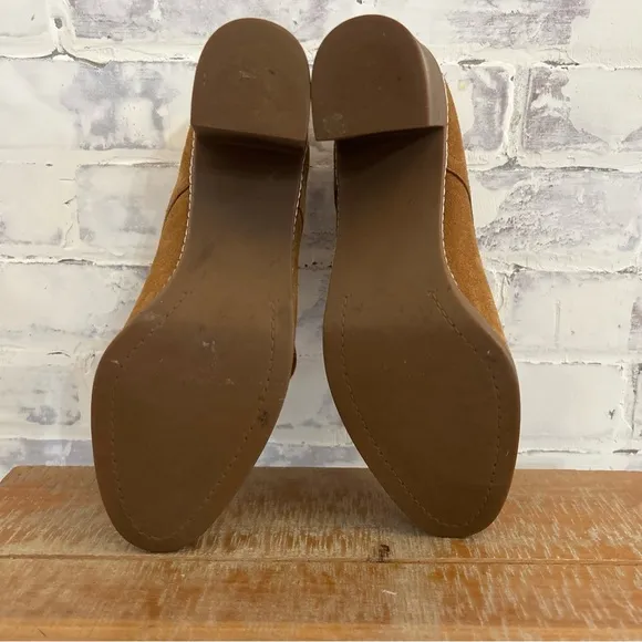 TORY BURCH Hilary Tan Suede Sheep Fur Lining Lace Up Heel Bootie Boot 9.5
